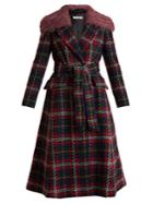 Miu Miu Tweed Tartan-checked Detachable-collar Wool Coat