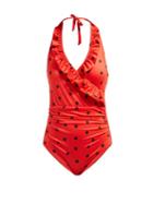 Matchesfashion.com Ganni - Rosedale Polka Dot Swimsuit - Womens - Red Print
