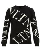 Matchesfashion.com Valentino - Intarsia Logo Virgin Wool Blend Sweater - Mens - Black