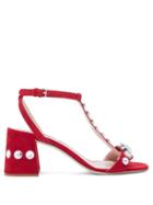 Matchesfashion.com Miu Miu - Gobstopper Crystal Embellished Suede Sandals - Womens - Red