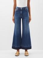 Valentino - High-rise Flared Cropped Jeans - Womens - Dark Denim