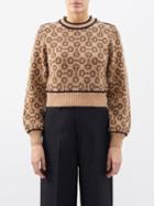 Gucci - Horsebit-chain Jacquard Wool-blend Sweater - Womens - Beige Multi