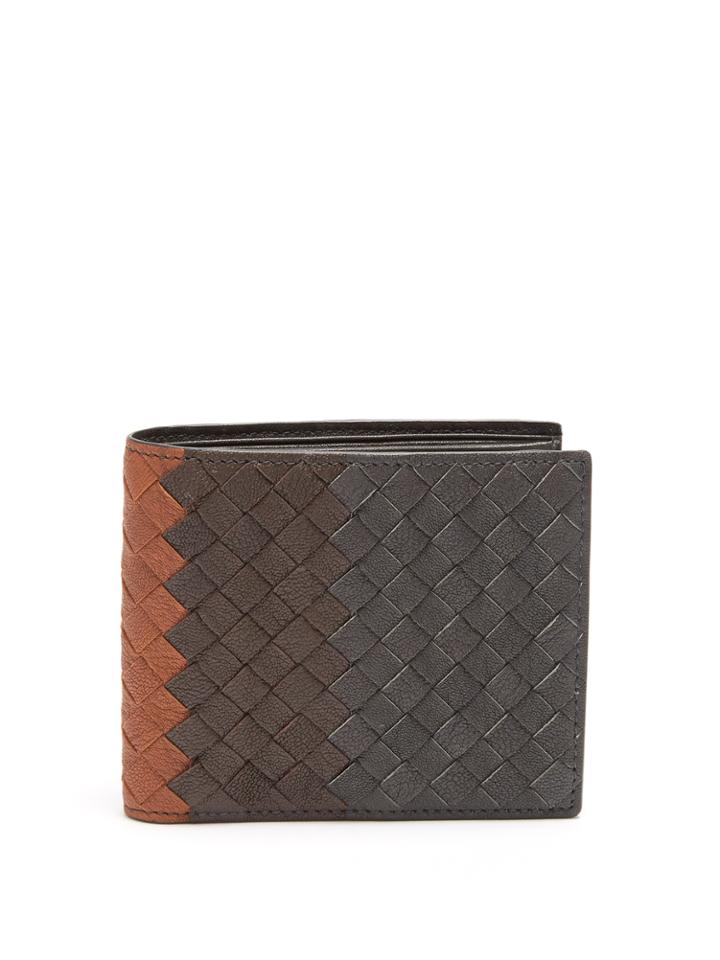 Bottega Veneta Striped Intrecciato Bi-fold Leather Wallet