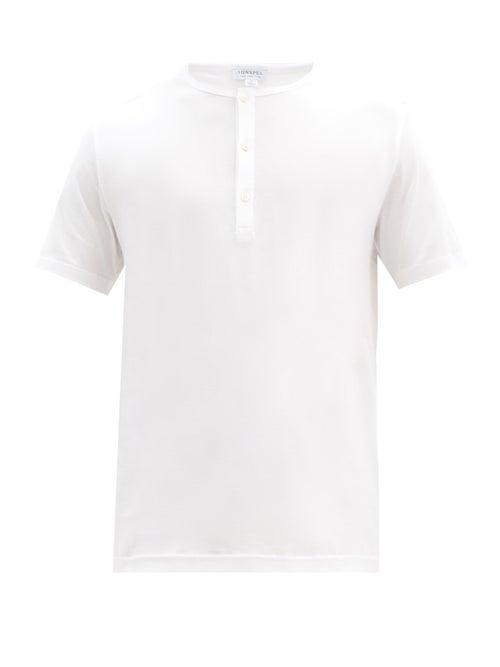 Matchesfashion.com Sunspel - Cotton-jersey Henley Top - Mens - White