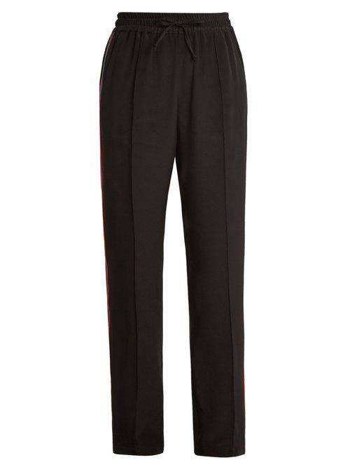 Matchesfashion.com Serena Bute - Contrast Striped Straight Leg Silk Crepe Trousers - Womens - Black Multi