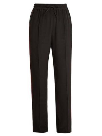 Matchesfashion.com Serena Bute - Contrast Striped Straight Leg Silk Crepe Trousers - Womens - Black Multi