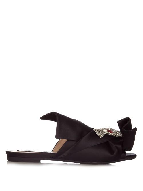 No. 21 Crystal-embellished Satin Slides