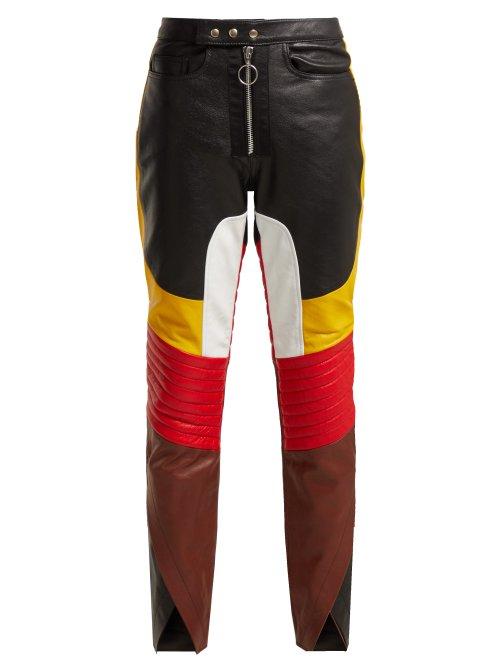 Matchesfashion.com Marques'almeida - Panelled Leather Biker Trousers - Womens - Black Multi