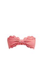 Matchesfashion.com Marysia - Antibes Gingham Scallop Edged Bandeau Bikini Top - Womens - Red White