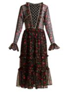 Dodo Bar Or Roberta Embellished Floral-print Chiffon Dress