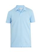 Matchesfashion.com Orlebar Brown - Felix Cotton Waffle Polo Shirt - Mens - Light Blue