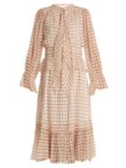 Chloé Grid-print Silk-georgette Midi Dress