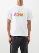 Aries - Trippy Aye Duck-print Cotton-jersey T-shirt - Mens - White