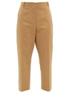 Matchesfashion.com Marni - Contrast Stitch Cropped Cotton Trousers - Womens - Beige