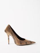 Balenciaga - Square Knife 110 Logo Crystal-embellished Pumps - Womens - Gold