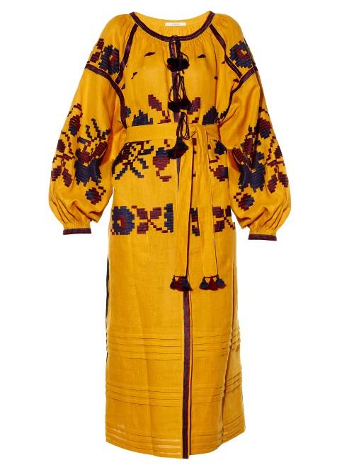 Vita Kin Poppy Embroidered Linen Midi Dress