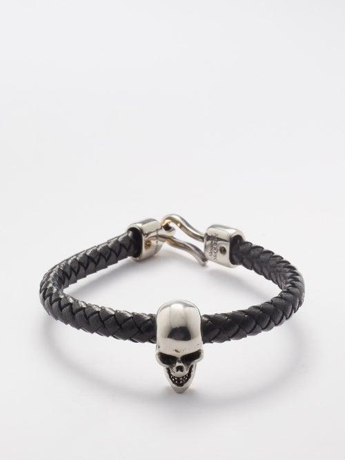 Alexander Mcqueen - Skull Leather Bracelet - Mens - Black