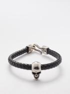 Alexander Mcqueen - Skull Leather Bracelet - Mens - Black