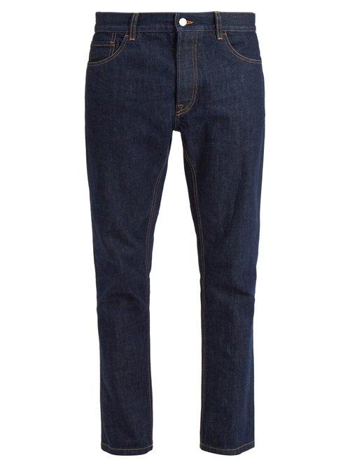Matchesfashion.com Prada - Stitch Detail Straight Leg Cotton Jeans - Mens - Indigo
