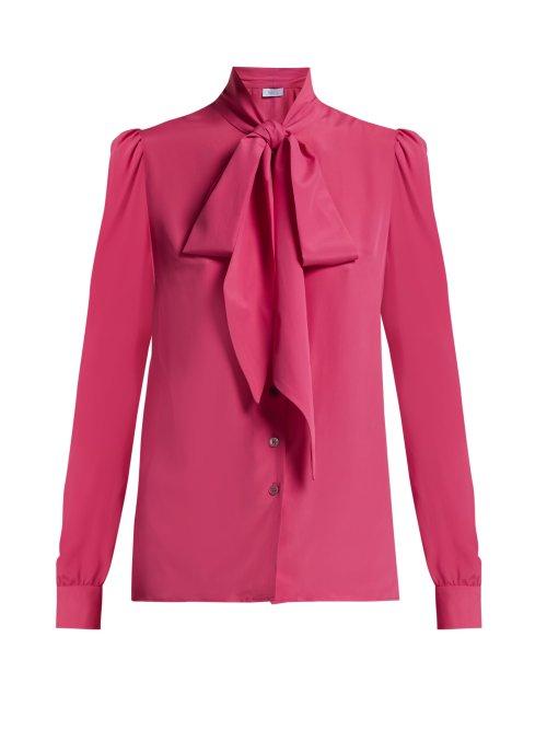 Matchesfashion.com Racil - Doris Pussy Bow Crepe Blouse - Womens - Pink
