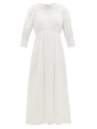 Matchesfashion.com Mimi Prober - Georgia Lace-trimmed Gathered Organic-cotton Dress - Womens - White