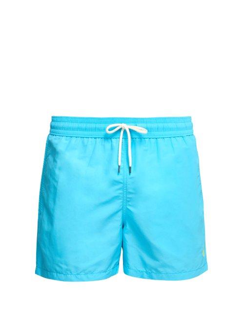 Matchesfashion.com Polo Ralph Lauren - Embroidered Logo Swim Shorts - Mens - Light Blue