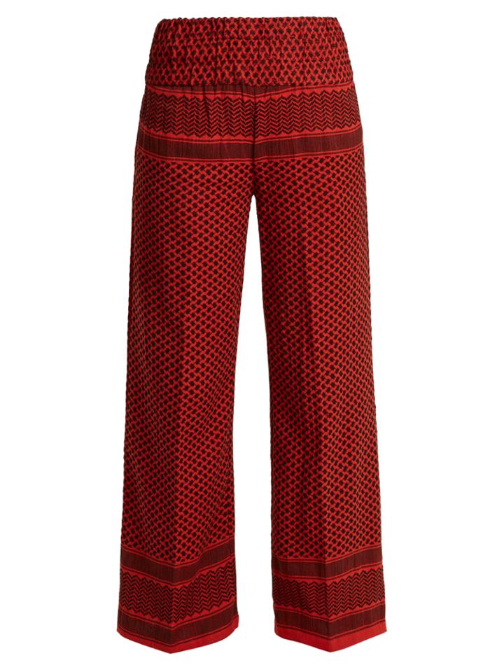Cecilie Copenhagen Wide-leg Scarf-jacquard Cotton Trousers