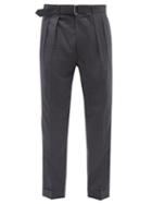 Mens Rtw Officine Gnrale - Pierre Belted Wool-fresco Suit Trousers - Mens - Dark Grey