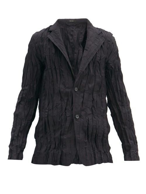 Matchesfashion.com Issey Miyake Men - Single-breasted Crinkled Technical-jersey Blazer - Mens - Black