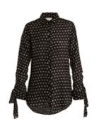 Saint Laurent Cuff-tie Polka Dot-print Silk Blouse