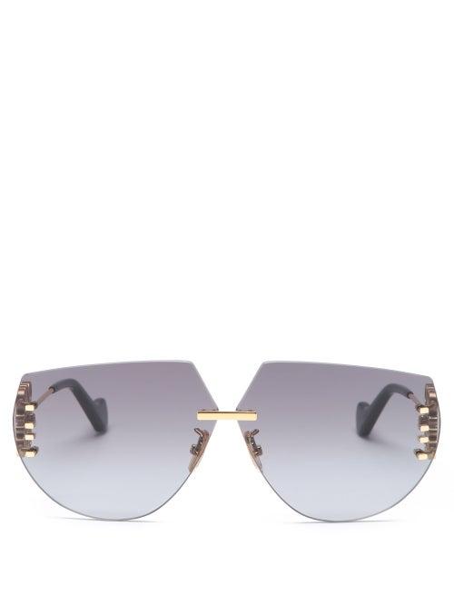 Matchesfashion.com Loewe - Anagram-hinge Rimless Metal Sunglasses - Womens - Grey