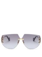 Matchesfashion.com Loewe - Anagram-hinge Rimless Metal Sunglasses - Womens - Grey