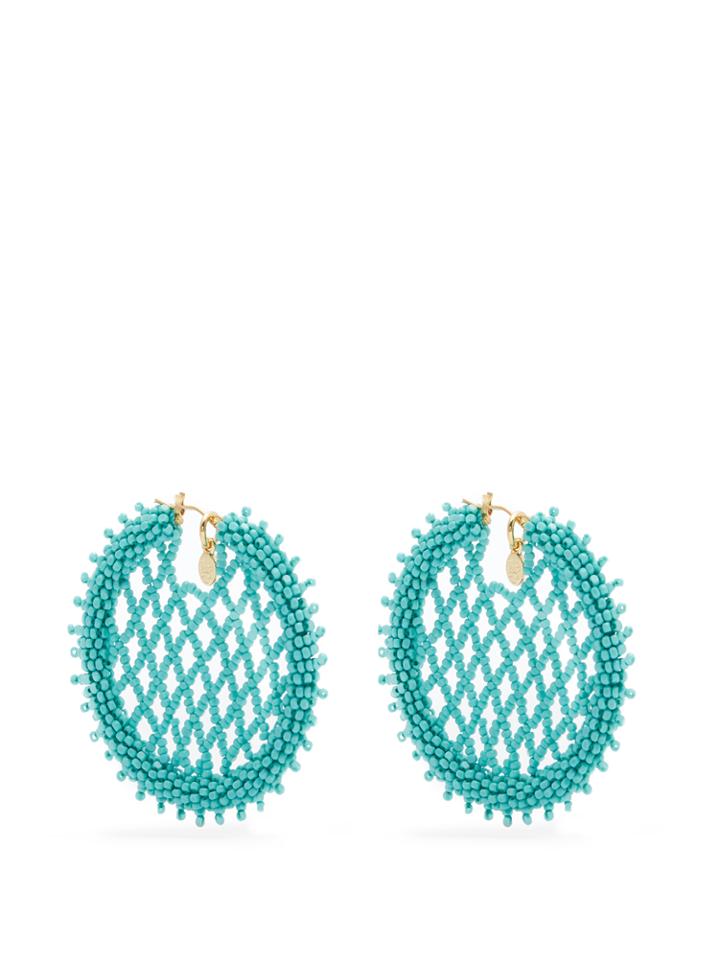 Oscar De La Renta Bead-embellished Lattice-disc Earrings