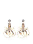 Matchesfashion.com Begum Khan - Lobster St. Barts Gold Plated Clip Earrings - Womens - Crystal