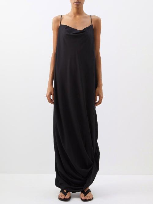 The Row - Kapalua Gathered Twill Maxi Dress - Womens - Black