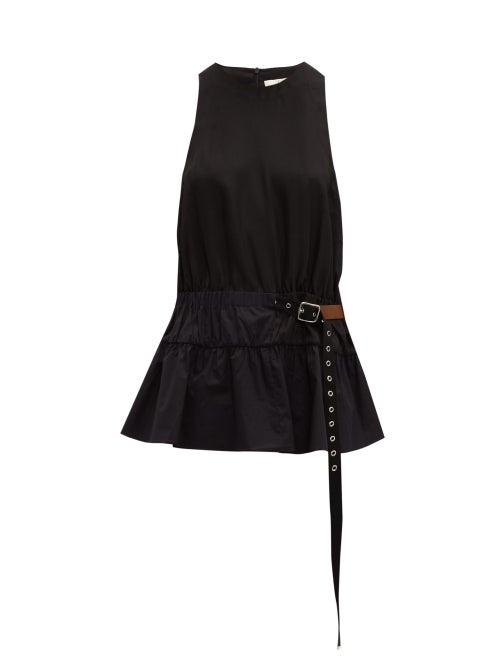 Matchesfashion.com Tibi - Mendini Belted Twill Top - Womens - Black