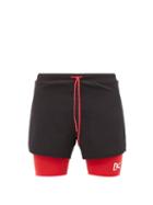 District Vision - Aaron Layered Stretch-jersey Shorts - Mens - Black