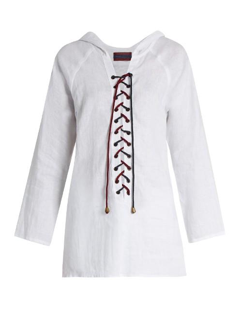 Albus Lumen Hooded Lace-up Linen Shirt