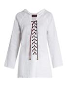 Albus Lumen Hooded Lace-up Linen Shirt