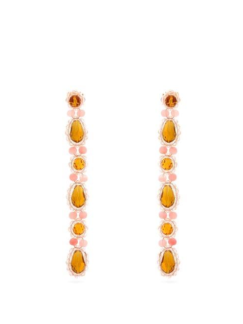 Matchesfashion.com Simone Rocha - Faceted Bead And Crystal Drop Earrings - Womens - Pink Multi