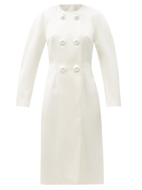 Matchesfashion.com Christopher Kane - Pearl-button Satin Evening Coat - Womens - White