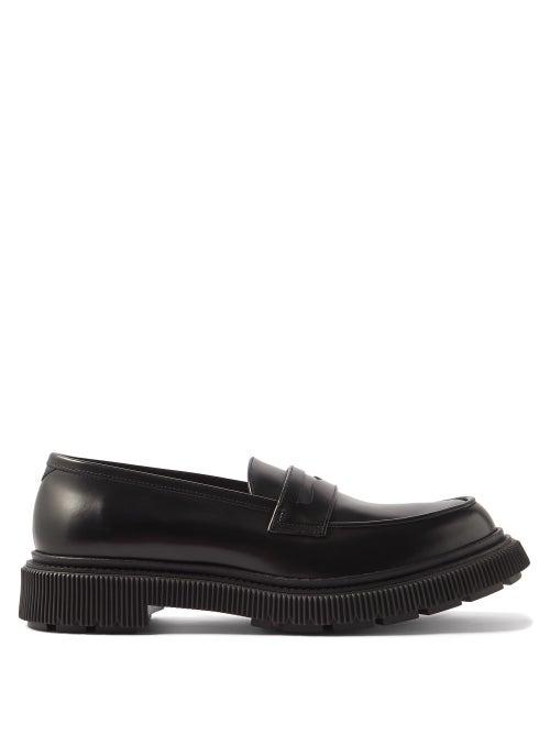 Adieu - Polido Leather Penny Loafers - Mens - Black