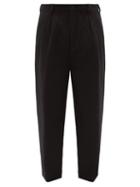 Raey - Wide Peg-leg Wool And Linen Blend Trousers - Mens - Black