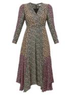 Matchesfashion.com Rebecca Taylor - Louise Floral Print Georgette Midi Dress - Womens - Black Multi