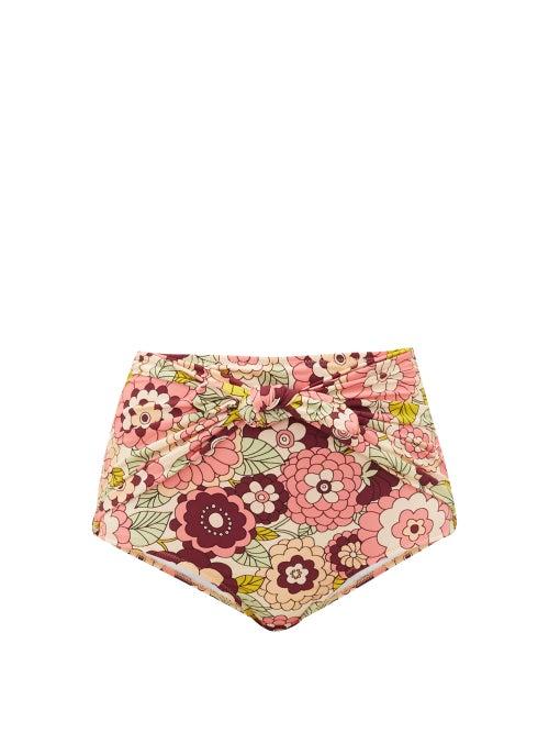 Matchesfashion.com Dodo Bar Or - Kayla Floral-print High-rise Bikini Briefs - Womens - Pink Print