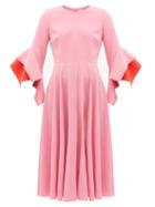 Matchesfashion.com Roksanda - Ayres Draped-cuff Crepe Midi Dress - Womens - Light Pink