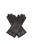 Gucci - Horsebit Cashmere-lined Leather Gloves - Womens - Black