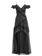 Matchesfashion.com Jonathan Simkhai - Polka Dot Print Off The Shoulder Silk Maxi Dress - Womens - Black White