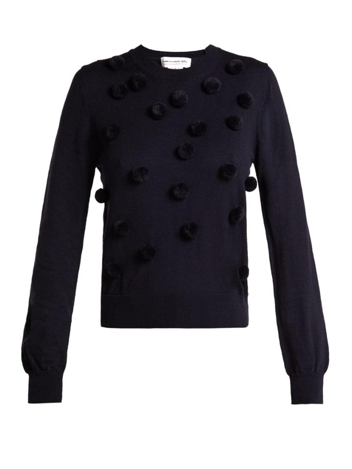 Comme Des Garçons Girl Wool Pom-pom Appliqu Crew-neck Sweatshirt