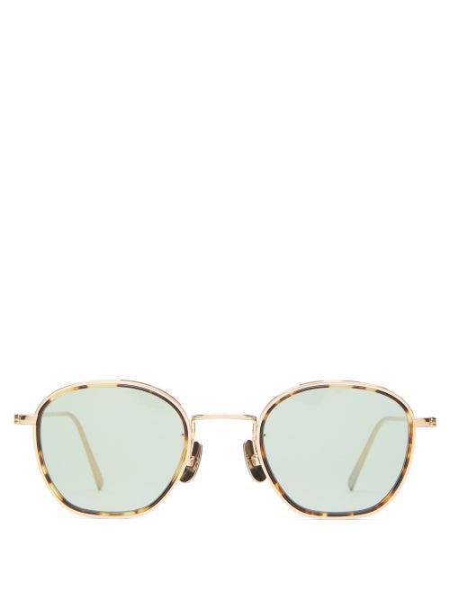 Matchesfashion.com 817 Blanc Lnt - Round Titanium & Acetate Sunglasses - Mens - Gold